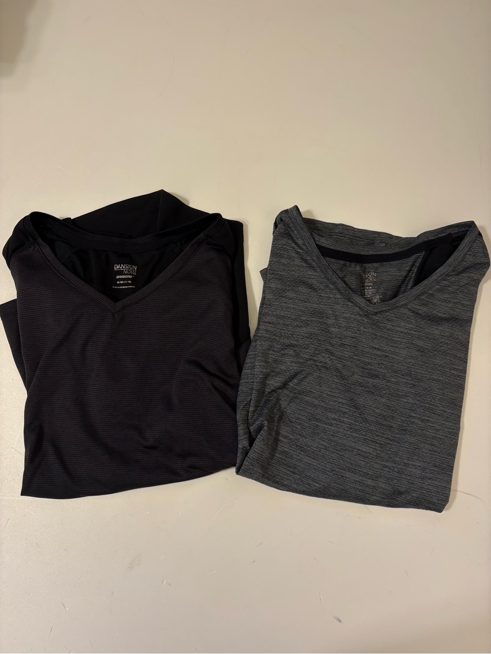 Danskin Women’s V-Neck short Sleeve Tops - Black & Heather Gray